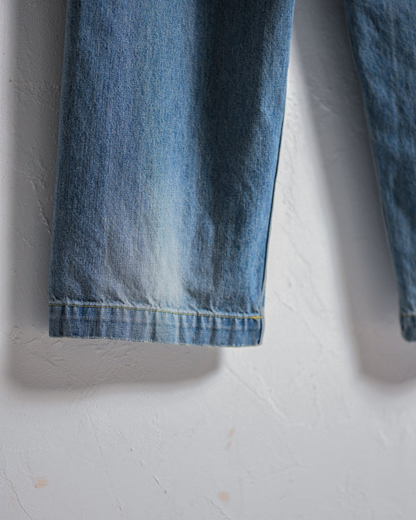 DENIM WIDE TROUSERS, FADE INDIGO-YOKO SAKAMOTO-COELACANTH