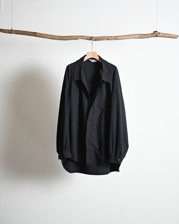 SILK NEP LONG SHIRT, black