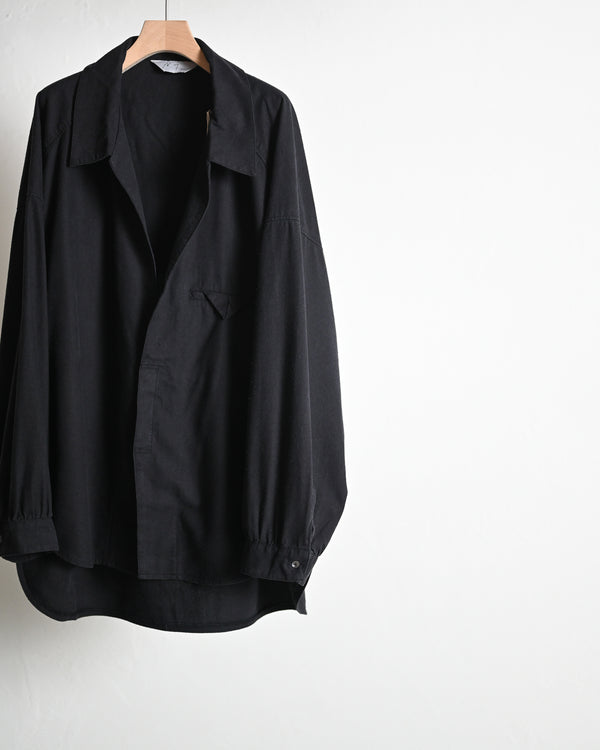 SILK NEP LONG SHIRT, black