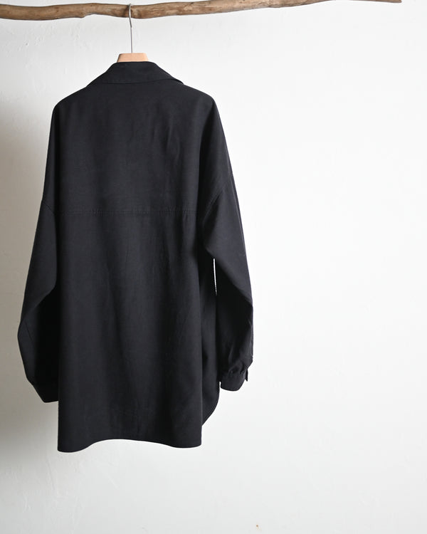 SILK NEP LONG SHIRT, black