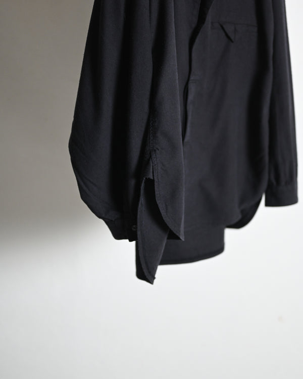 SILK NEP LONG SHIRT, black