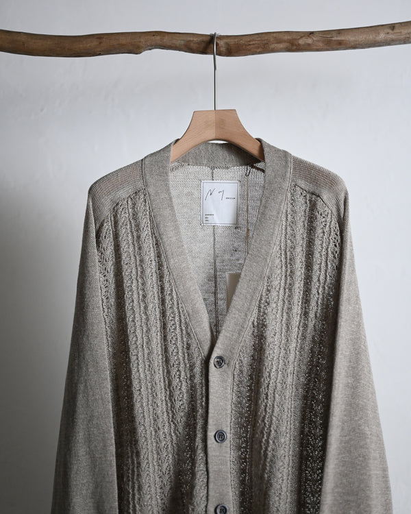 LACED KNIT CARDIGAN, beige