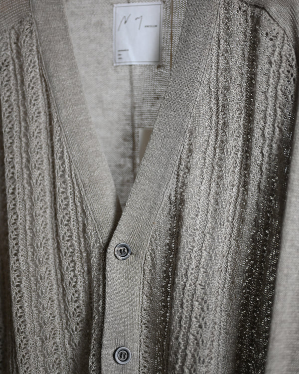 LACED KNIT CARDIGAN, beige