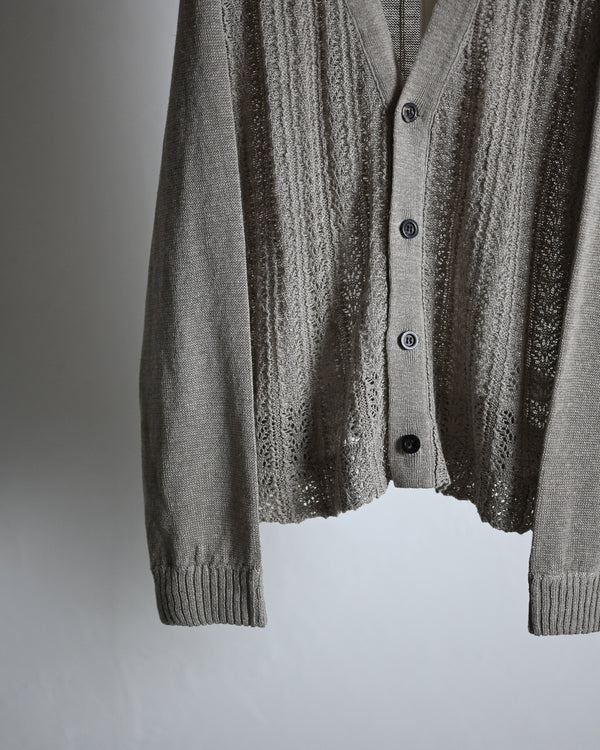 LACED KNIT CARDIGAN, beige