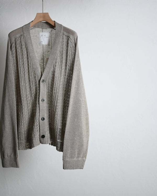 LACED KNIT CARDIGAN, beige