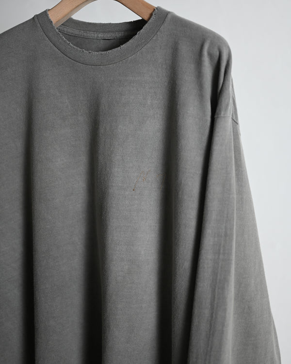 EMBROIDERY DYED LS T-SHIRT 2, gray
