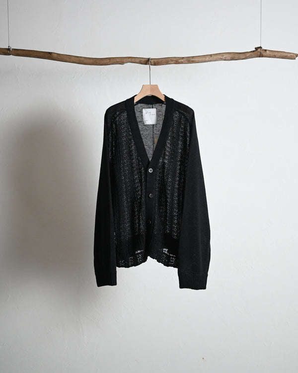 LACED KNIT CARDIGAN, black