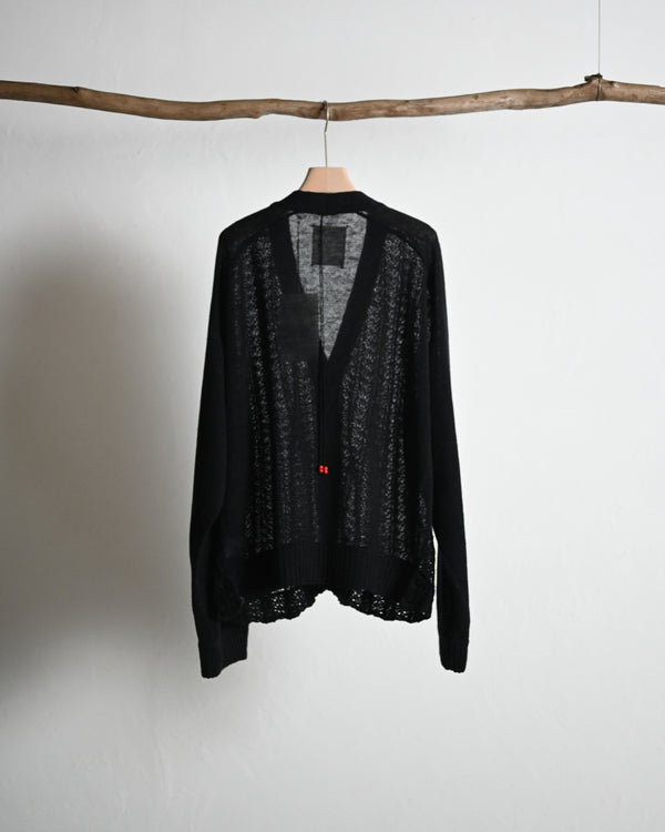 LACED KNIT CARDIGAN, black
