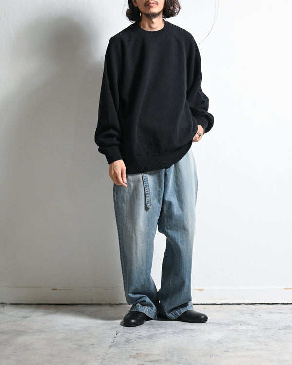 DENIM WIDE TROUSERS, FADE INDIGO-YOKO SAKAMOTO-COELACANTH