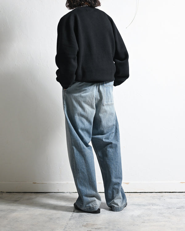 DENIM WIDE TROUSERS, FADE INDIGO-YOKO SAKAMOTO-COELACANTH