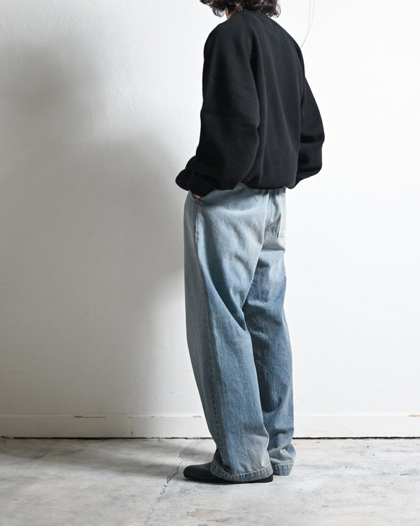 DENIM WIDE TROUSERS, FADE INDIGO-YOKO SAKAMOTO-COELACANTH