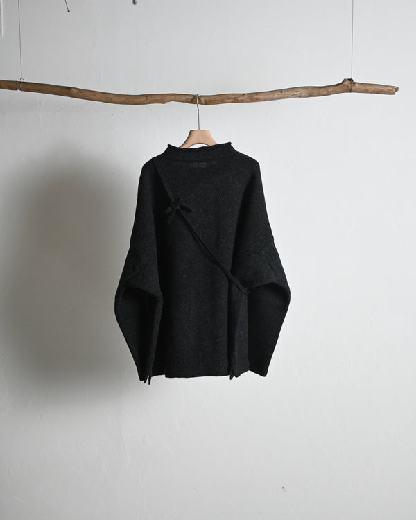 LAMB'S WOOL GUERNSEY SWEATER, blackgray