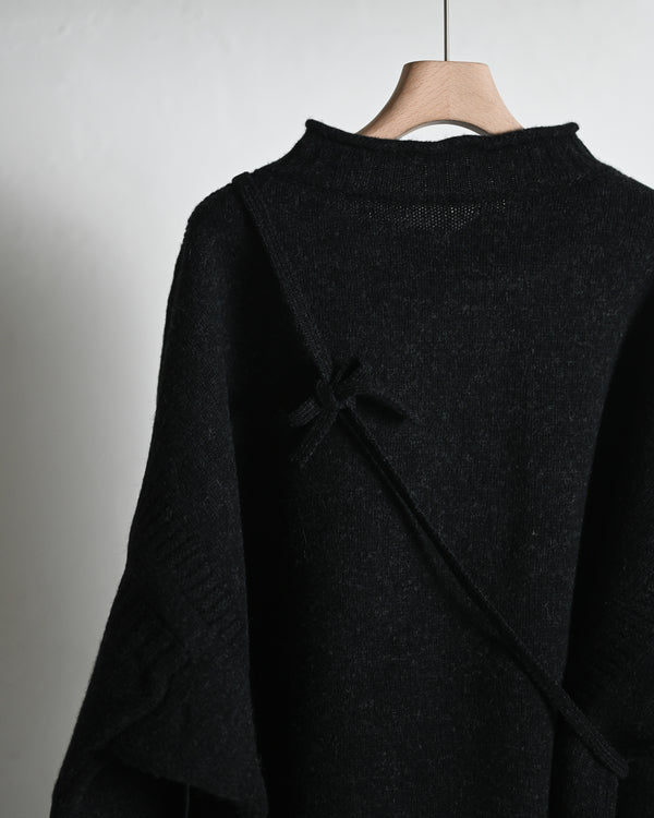 LAMB'S WOOL GUERNSEY SWEATER, blackgray