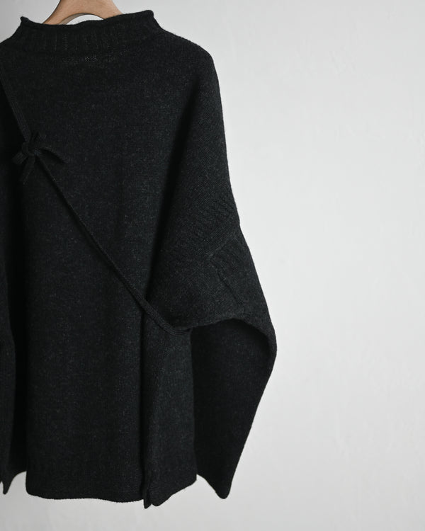 LAMB'S WOOL GUERNSEY SWEATER, blackgray