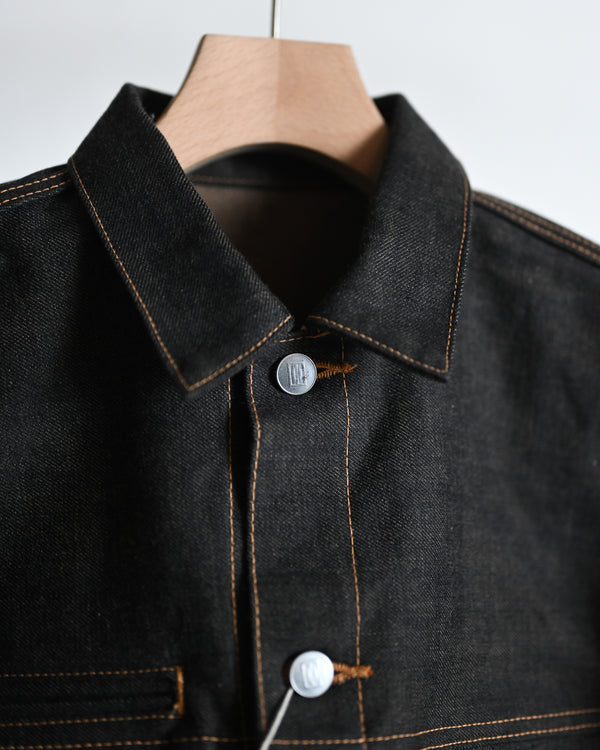 coffee black denim jacket