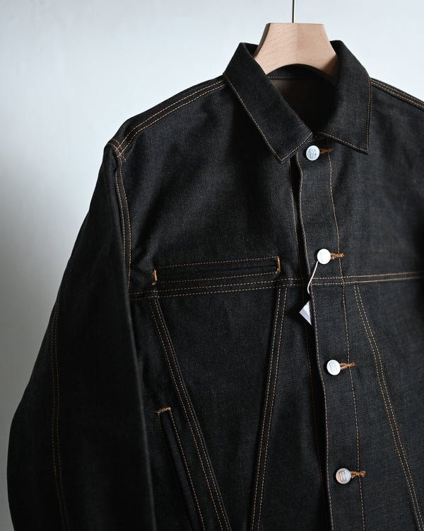 coffee black denim jacket