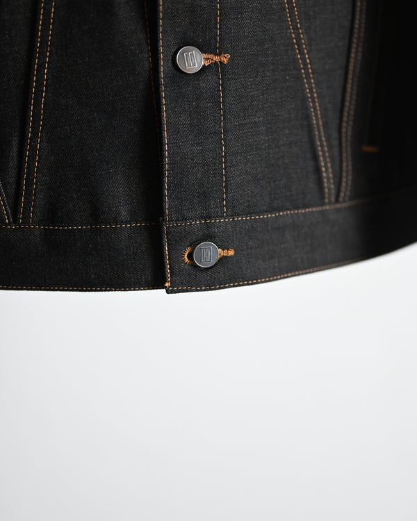coffee black denim jacket
