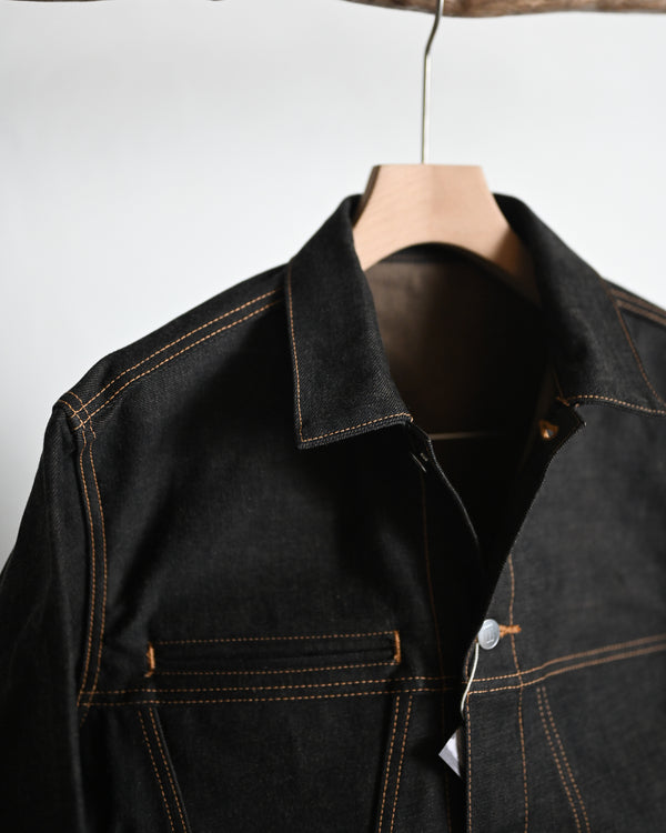 coffee black denim jacket