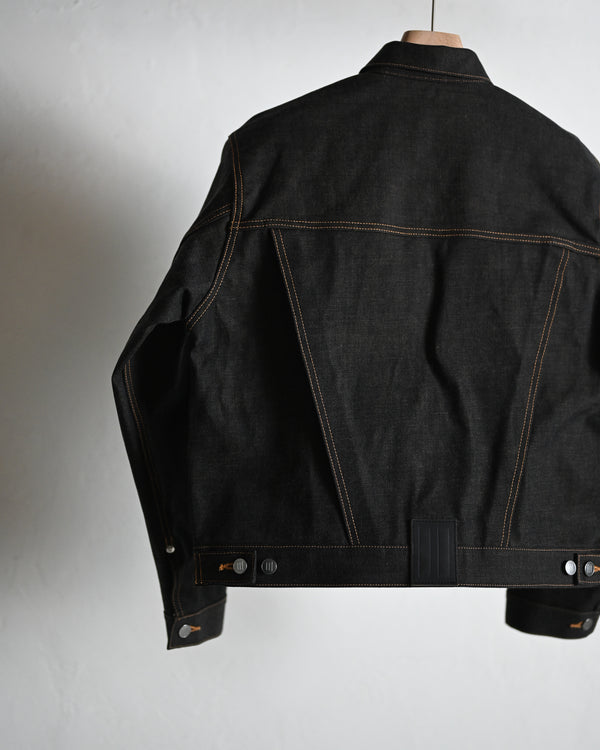 coffee black denim jacket