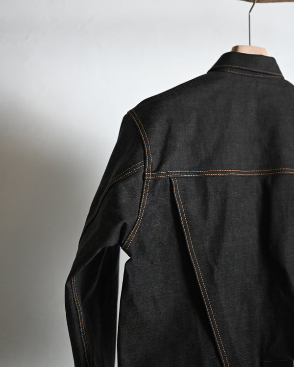 coffee black denim jacket