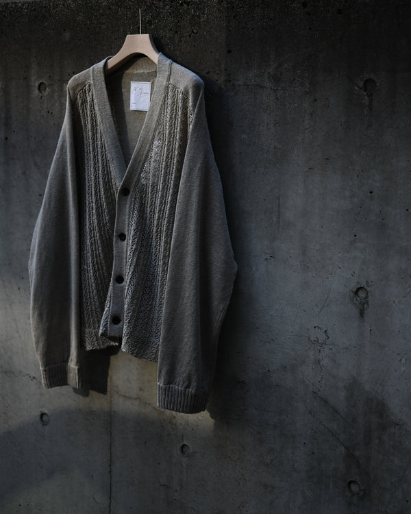 LACED KNIT CARDIGAN, beige