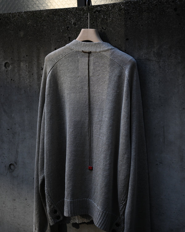 LACED KNIT CARDIGAN, beige