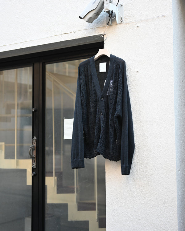 LACED KNIT CARDIGAN, black