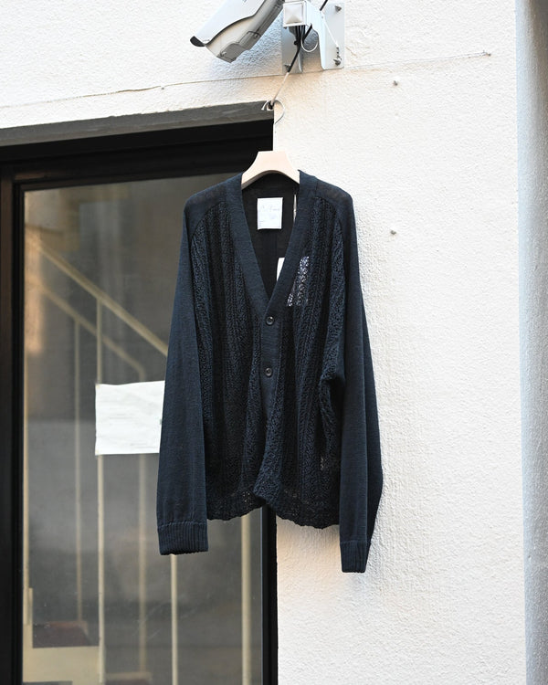LACED KNIT CARDIGAN, black
