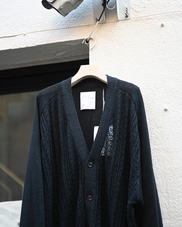 LACED KNIT CARDIGAN, black