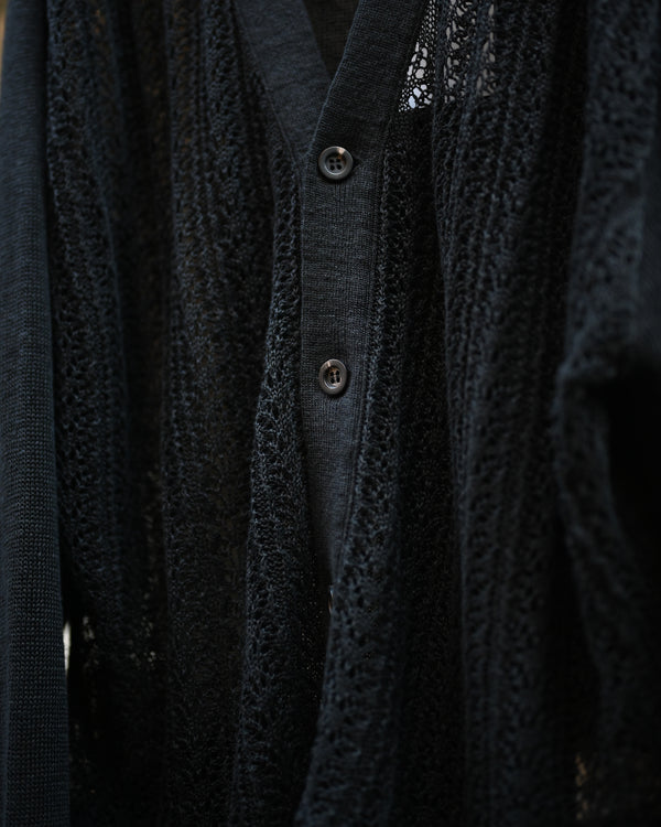 LACED KNIT CARDIGAN, black