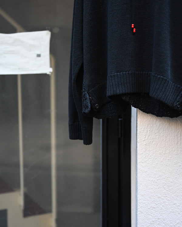 LACED KNIT CARDIGAN, black