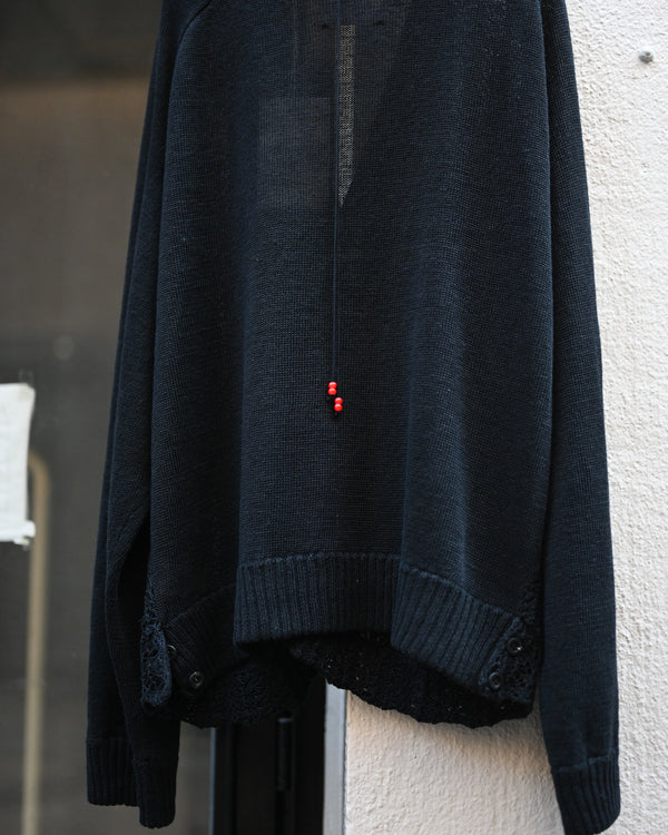 LACED KNIT CARDIGAN, black