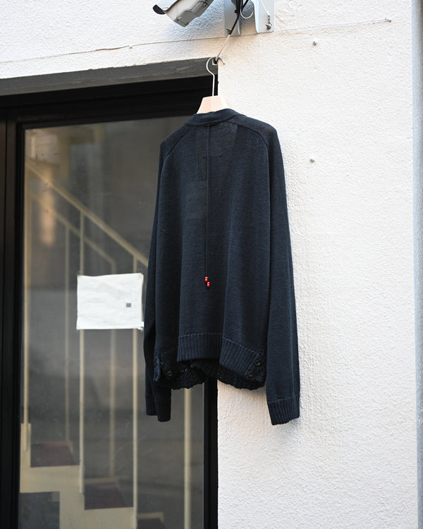 LACED KNIT CARDIGAN, black