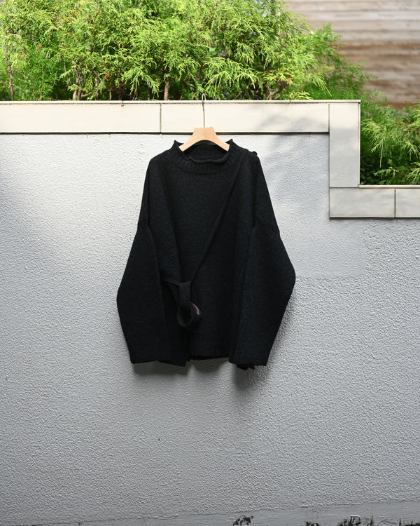 LAMB'S WOOL GUERNSEY SWEATER, blackgray