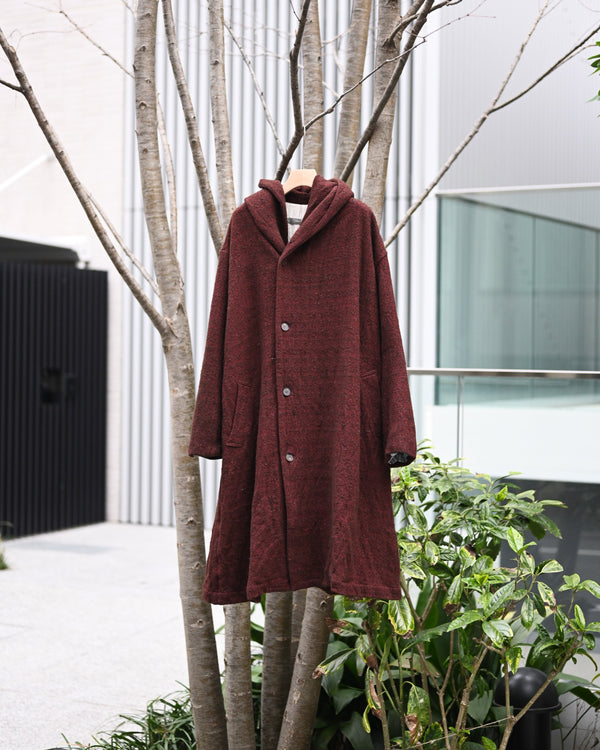 HOODED COAT, wool silk