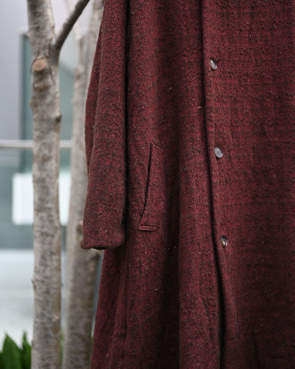 HOODED COAT, wool silk