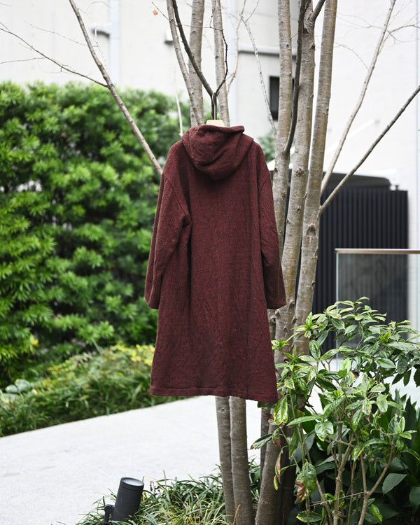HOODED COAT, wool silk