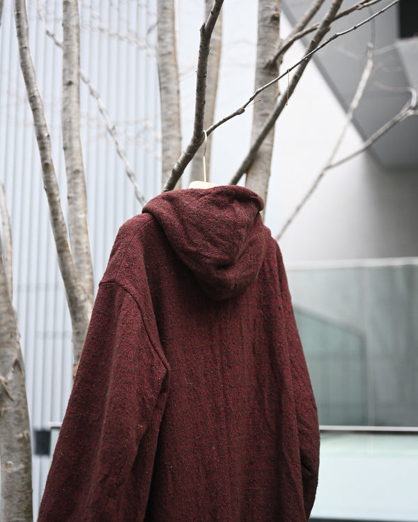 HOODED COAT, wool silk