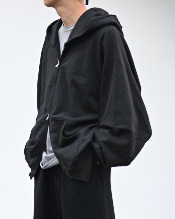 SWEAT HOODIE COAT, black