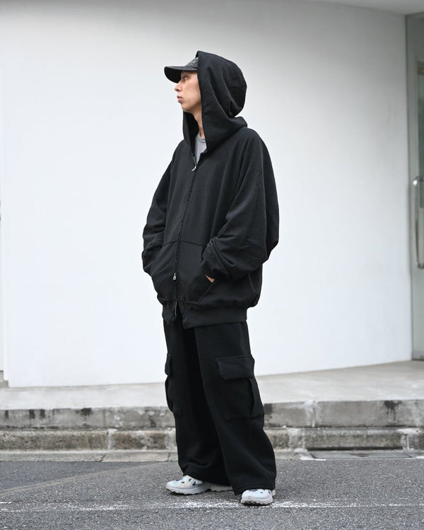 SWEAT HOODIE COAT, black