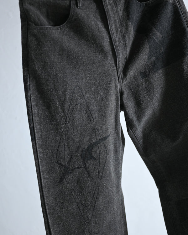 Hidden Prints Denim Trousers-Fujimoto-COELACANTH