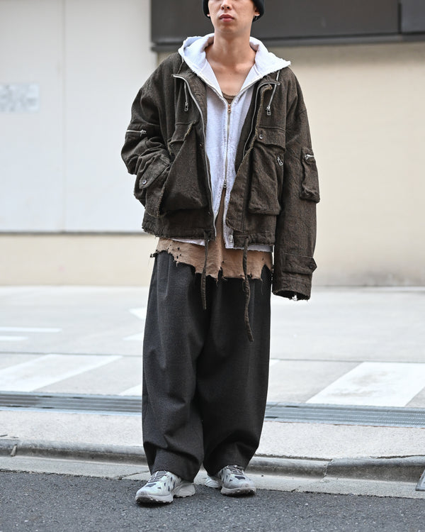 PLEATED TROUSER, thorn-proof wool