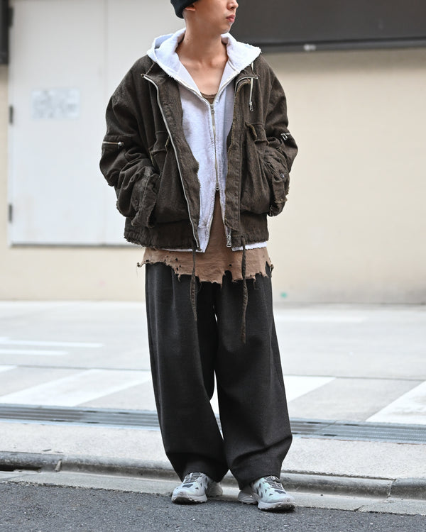 PLEATED TROUSER, thorn-proof wool