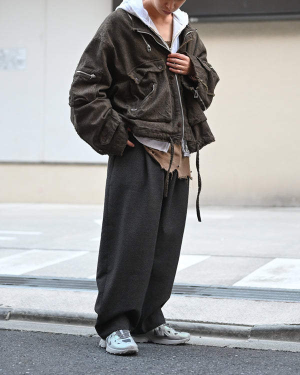 PLEATED TROUSER, thorn-proof wool