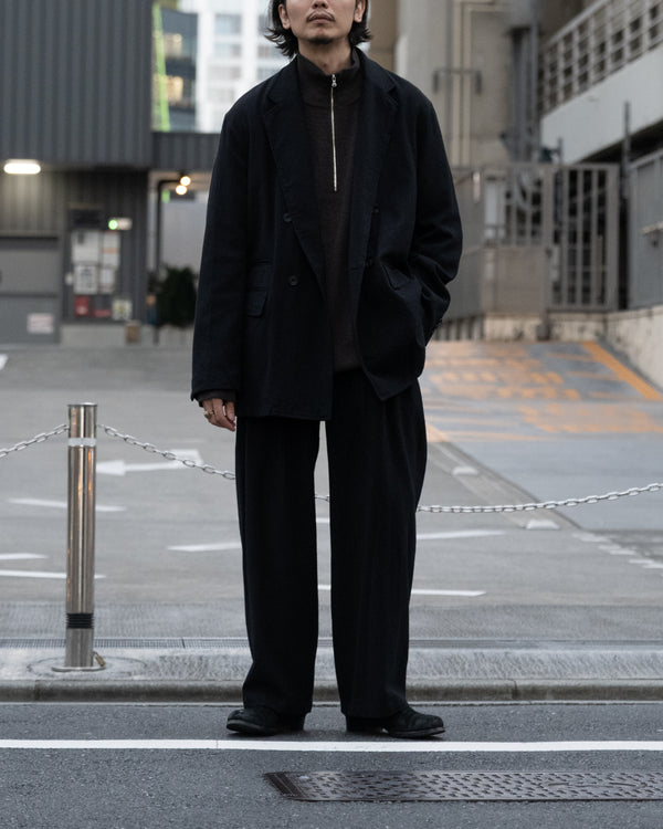WASHED W/S STRIPE DRAWSTRING WIDE PANTS