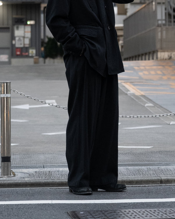 WASHED W/S STRIPE DRAWSTRING WIDE PANTS