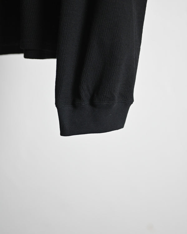 WAFFLE CREW NECK LS, black