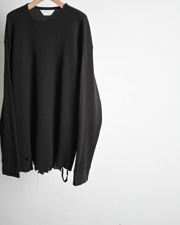 DAMAGE WAFFLE CREW LS, d.brown