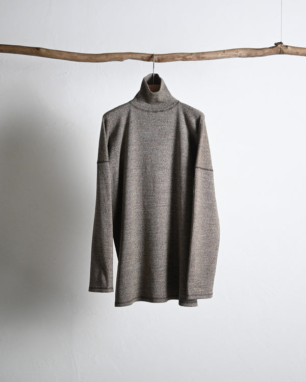 TWEEDISH RIB / TURTLE NECK LONG SLEEVE, charcoal