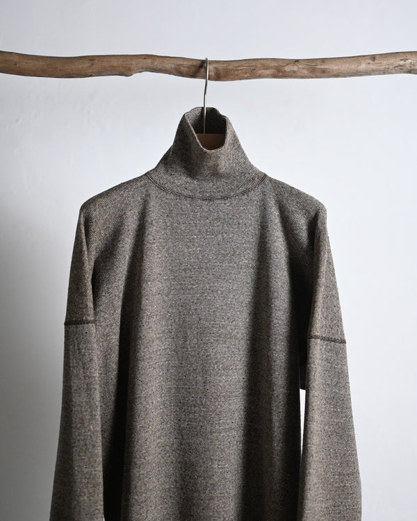 TWEEDISH RIB / TURTLE NECK LONG SLEEVE, charcoal